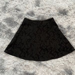 Black floral zip up detail skirt